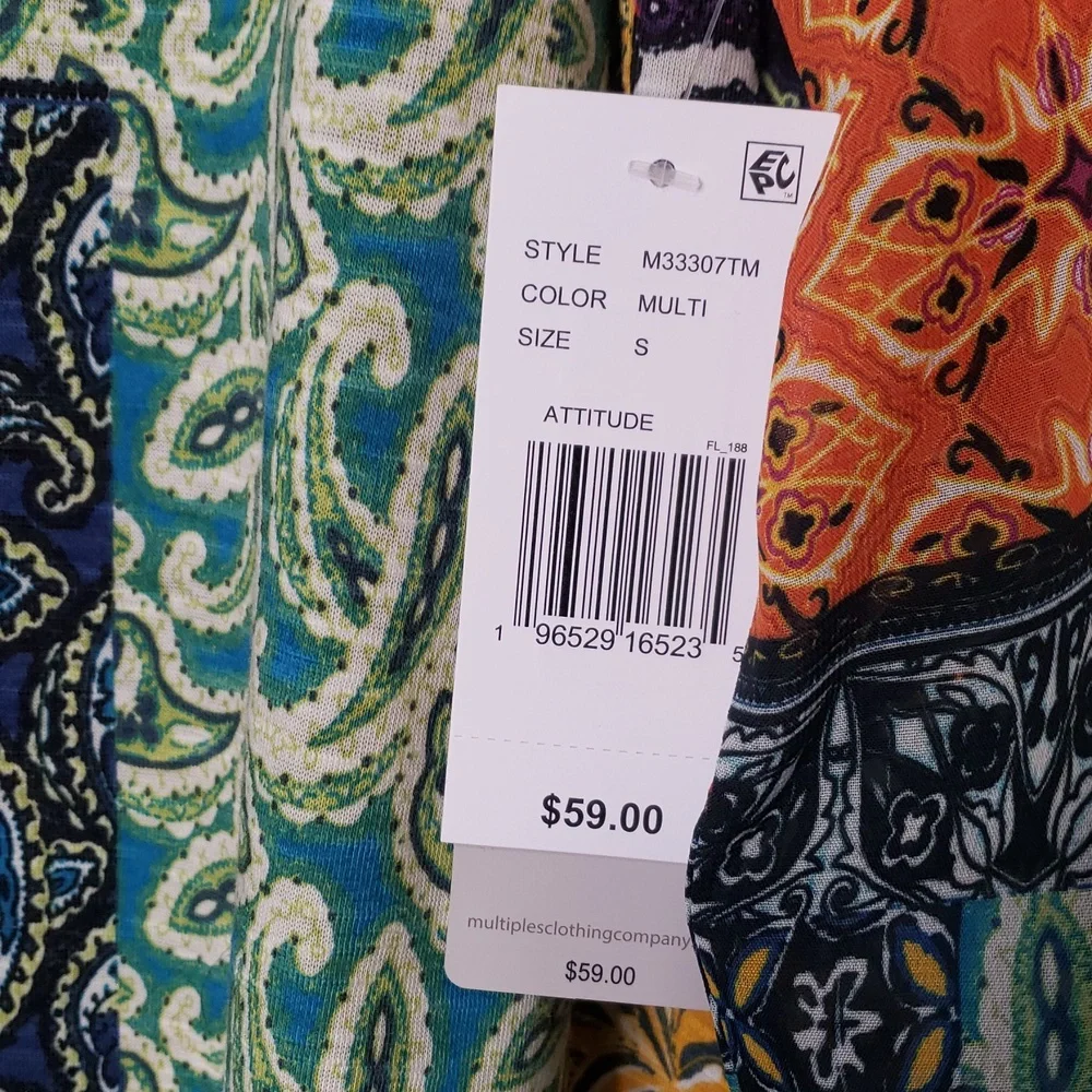 NWT Multiples Colorful Patchwork Women's Top Size Small - Picture 8 of 8